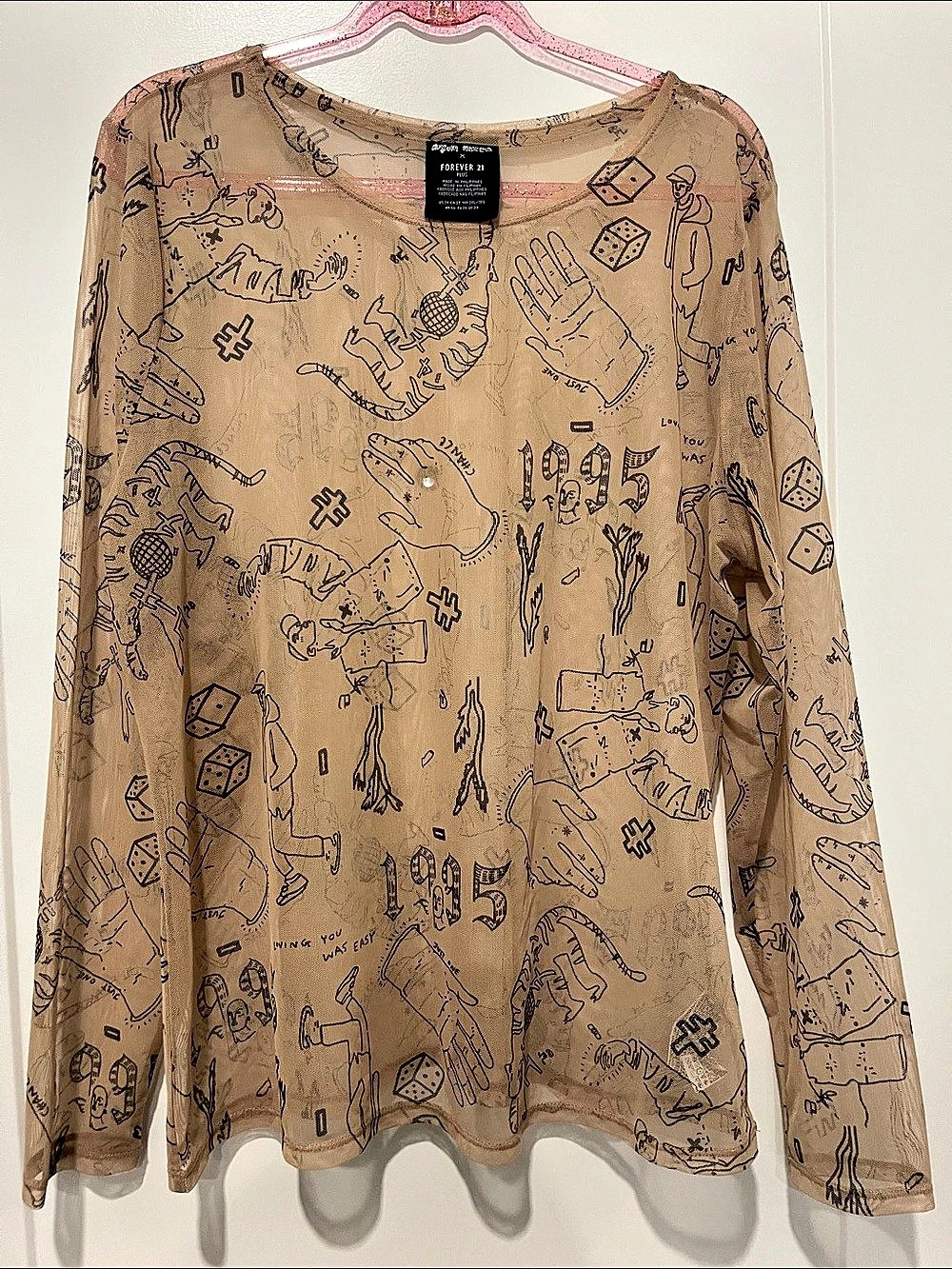 Forever 21 x Miyuki Haze Tattoo Mesh Top Plus Size 3X Y2K Grunge Sheer24 plus